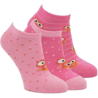 Zdravé ponožky dívčí bavlněné vzorované elastické sneaker ponožky sovičky holka - 84001 - 3 páry